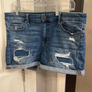 American Eagle Next Level Stretch Midi Denim Shorts - Medium Wash - Size 14